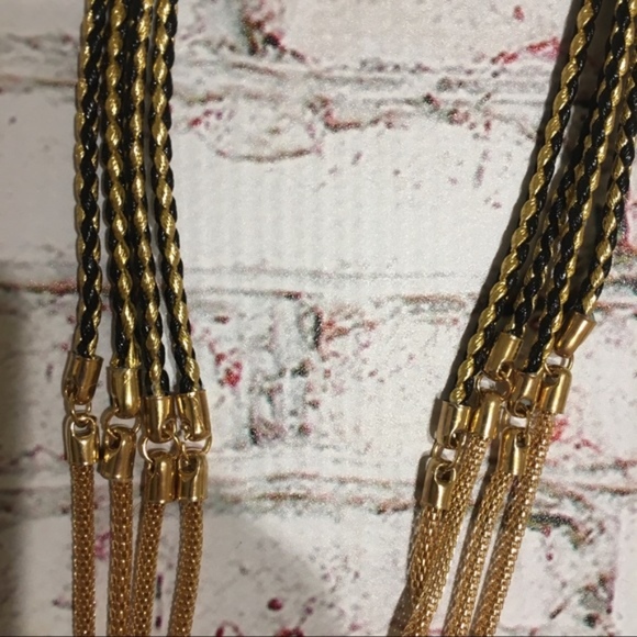 Multi-strand Black & Gold Necklace - Picture 2 of 2